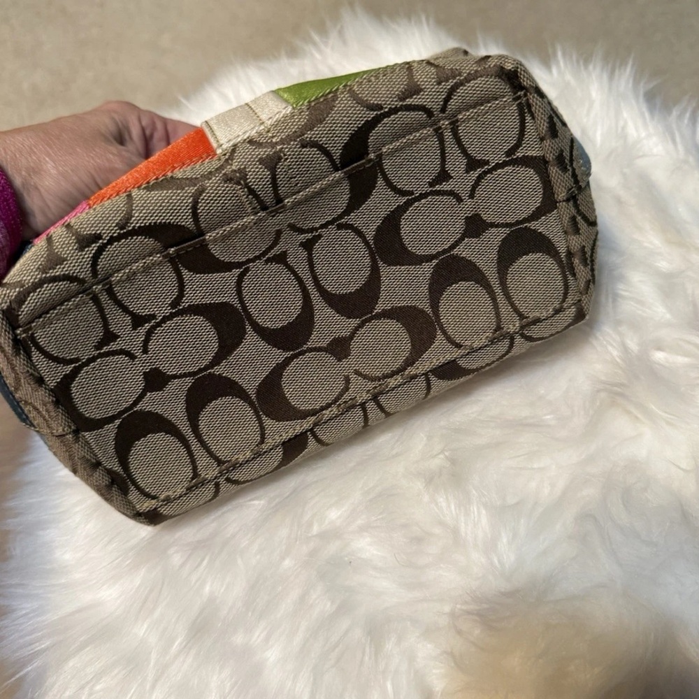 Coach Signature Canvas Shoulder Bag with Colorful Accents - Picture 8 of 12